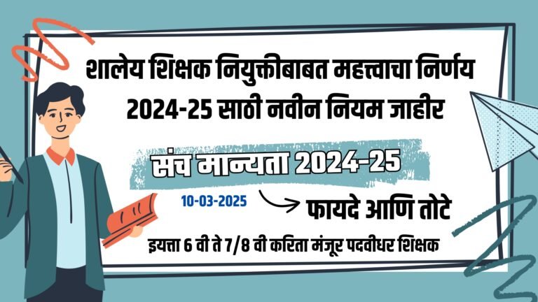 शालेय शिक्षक नियुक्तीबाबत महत्त्वाचा निर्णय – संच मान्यता २०२४-२५ ...